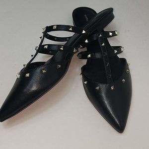 Marc Fisher Flat Studded Leather Pointy Toe Caged